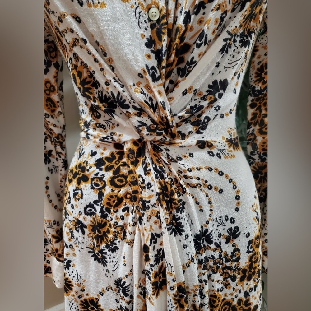 Free People Tough Love Shirt Dress Floral Midi Bohemian Floral Sz12 - Picture 14 of 16